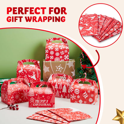JOYIN 24 PCS 3D Christmas Treat Gift Wrap Boxes for Holiday Xmas Presents, Bakery Cookie Boxes for Gift Giving, Cardboard Goodie Candy Box for Desserts Wrapping, School Classroom Party Favor Supplies