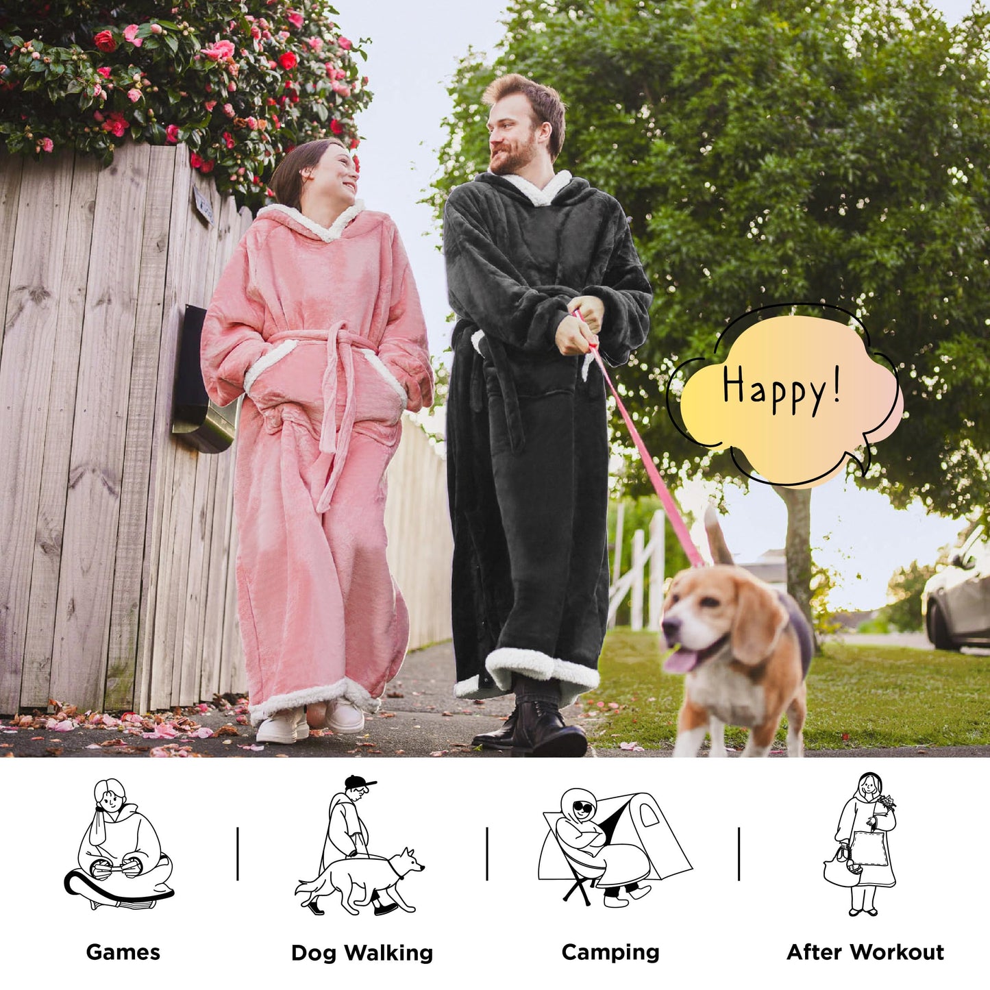 Bedsure Wearable Blanket Hoodie, Long Hooded Blanket Sweatshirt as Christmas Birthday Gifts for Men, Cozy Sherpa Hoodie for Adult, Oversize, Charcoal