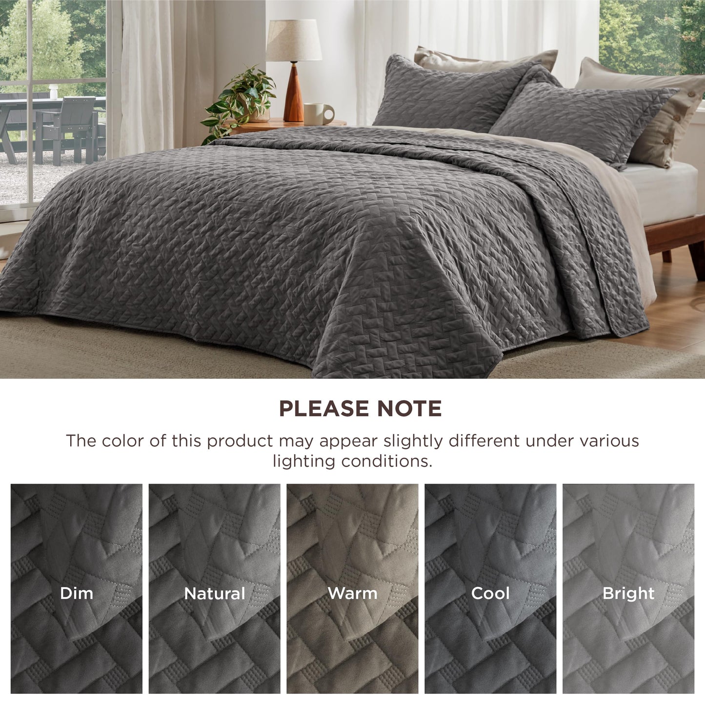 Bedsure Quilts Queen Size - Grey Bedspreads Queen Size with Basket Weave Pattern, Soft Quilt Bedding Set, Lightweight Comforter Set Coverlet for All Seasons with 2 Pillow Shams (90" x 96")
