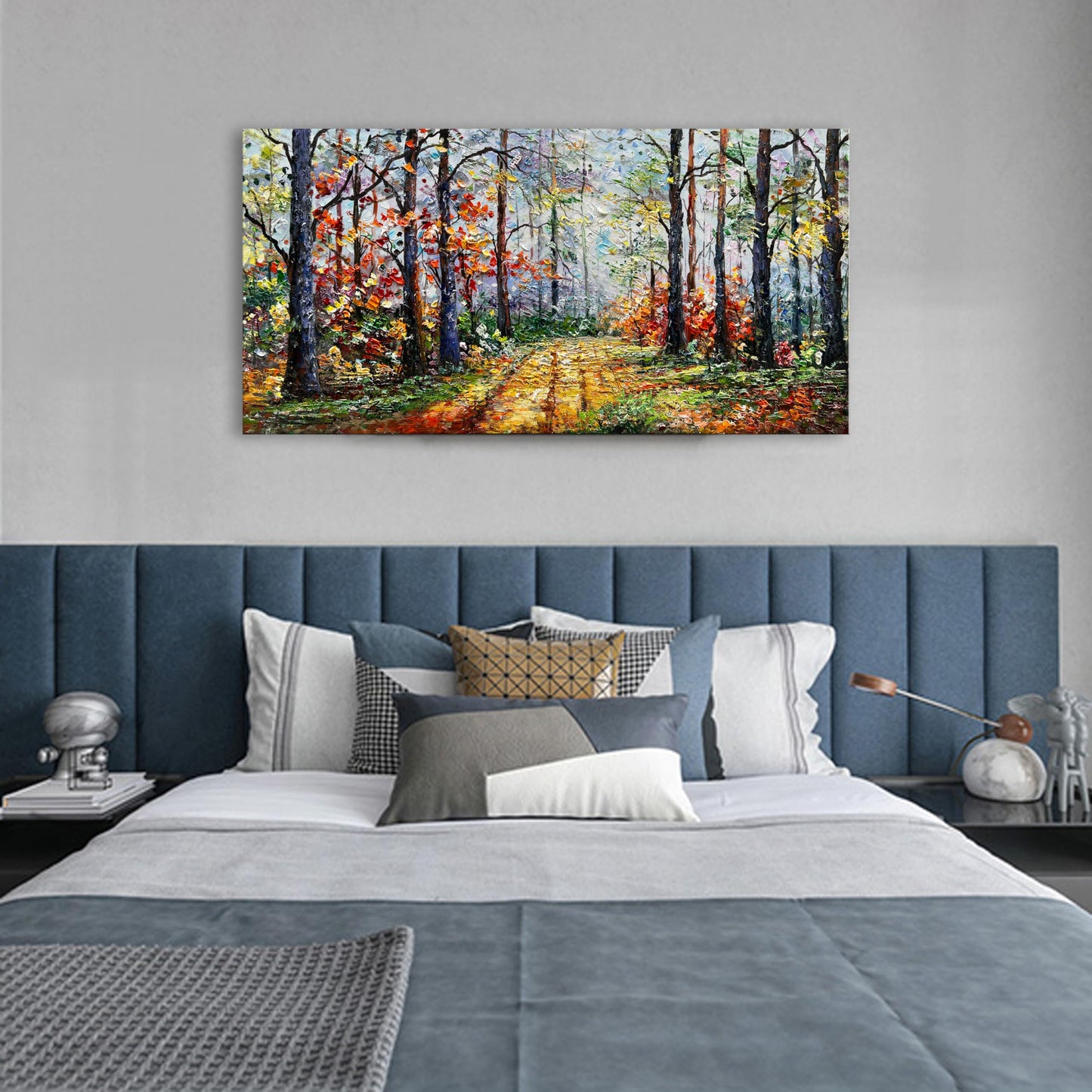 Diathou Art Forest Landscape Oil Painting Modern Abstract Art wall Decoration 24x48 inches
