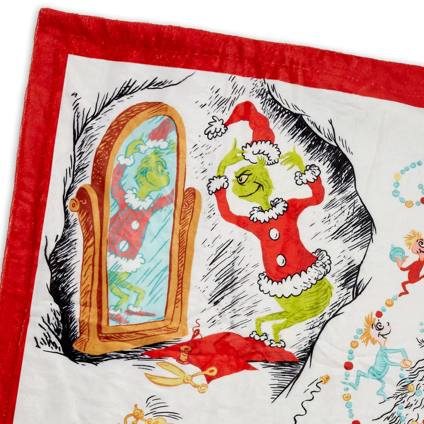 Hallmark Dr. Seuss's How The Grinch Stole Christmas! Throw Blanket (Storybook Scenes), 50x60