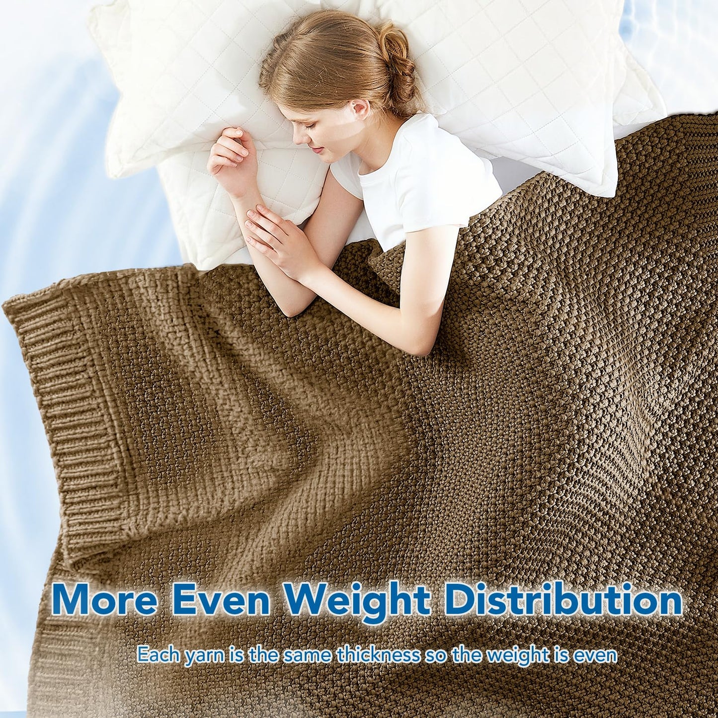Topcee Knitted Weighted Blanket - 50"x60" 5lbs Cooling Chunky Knit Heavy Blanket for Adults Cable Yarn Knit Decorative No Beads Soft, Cozy and Cooling Weighted Throw Blankets Machine Washable