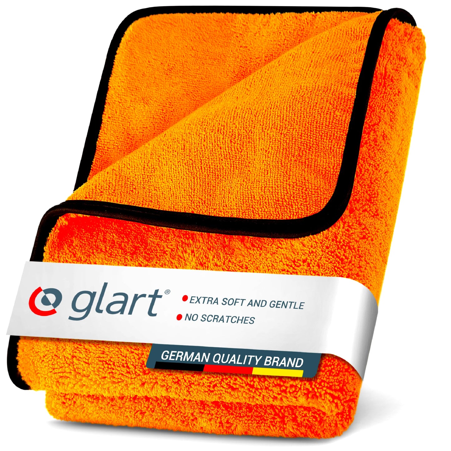 Glart 44WG Car Drying Towel XXL 90x60 cm - Microfiber Polishing Cloth Orange - Large Absorbent and Cleaning Cloth for Car, Motorcycle, Boat, Household - Soft, Paint-Friendly, Lint-Free.