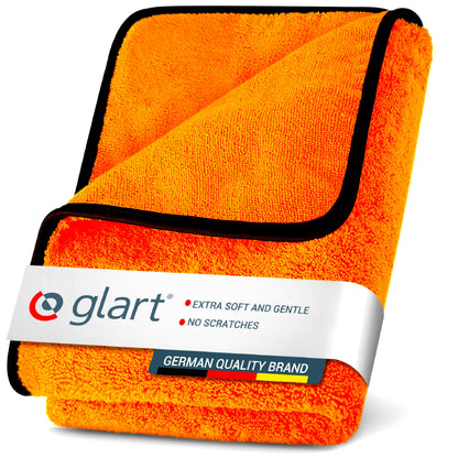 Glart 44WG Car Drying Towel XXL 90x60 cm - Microfiber Polishing Cloth Orange - Large Absorbent and Cleaning Cloth for Car, Motorcycle, Boat, Household - Soft, Paint-Friendly, Lint-Free.