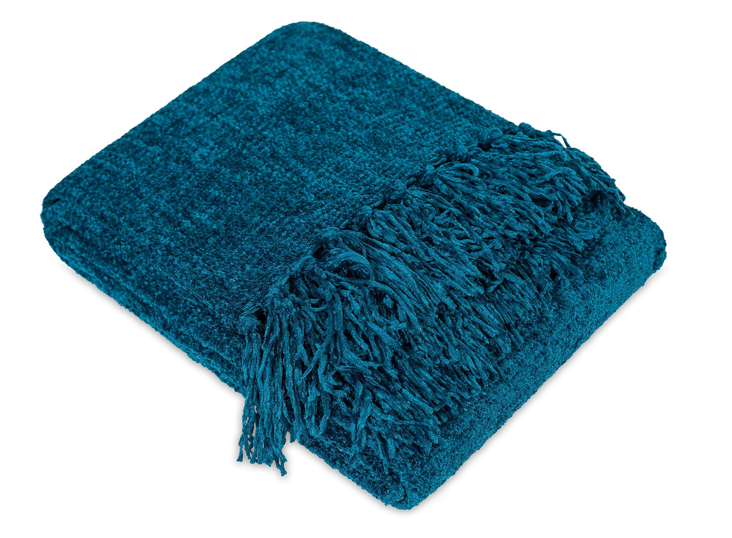 Internet's Best Thick Chenille Throw Blankets - Ultra Soft Sofa Couch Blanket with Fringe - Light Weight Sofa Throw - 100% Microfiber Polyester - Easy Travel - Bed (Teal)