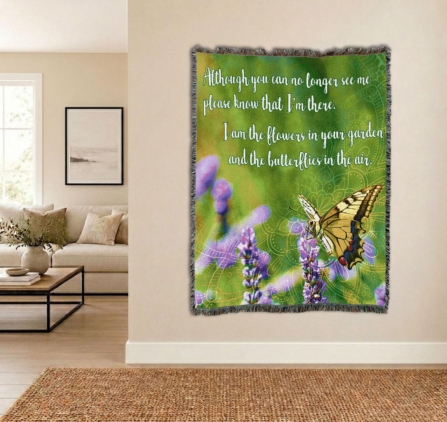 Pure Country Weavers Although You Can No Longer See Me Please Know that I'm There Blanket - Sympathy Bereavement Gift Tapestry Throw Woven from Cotton - Made in the USA (72x54)