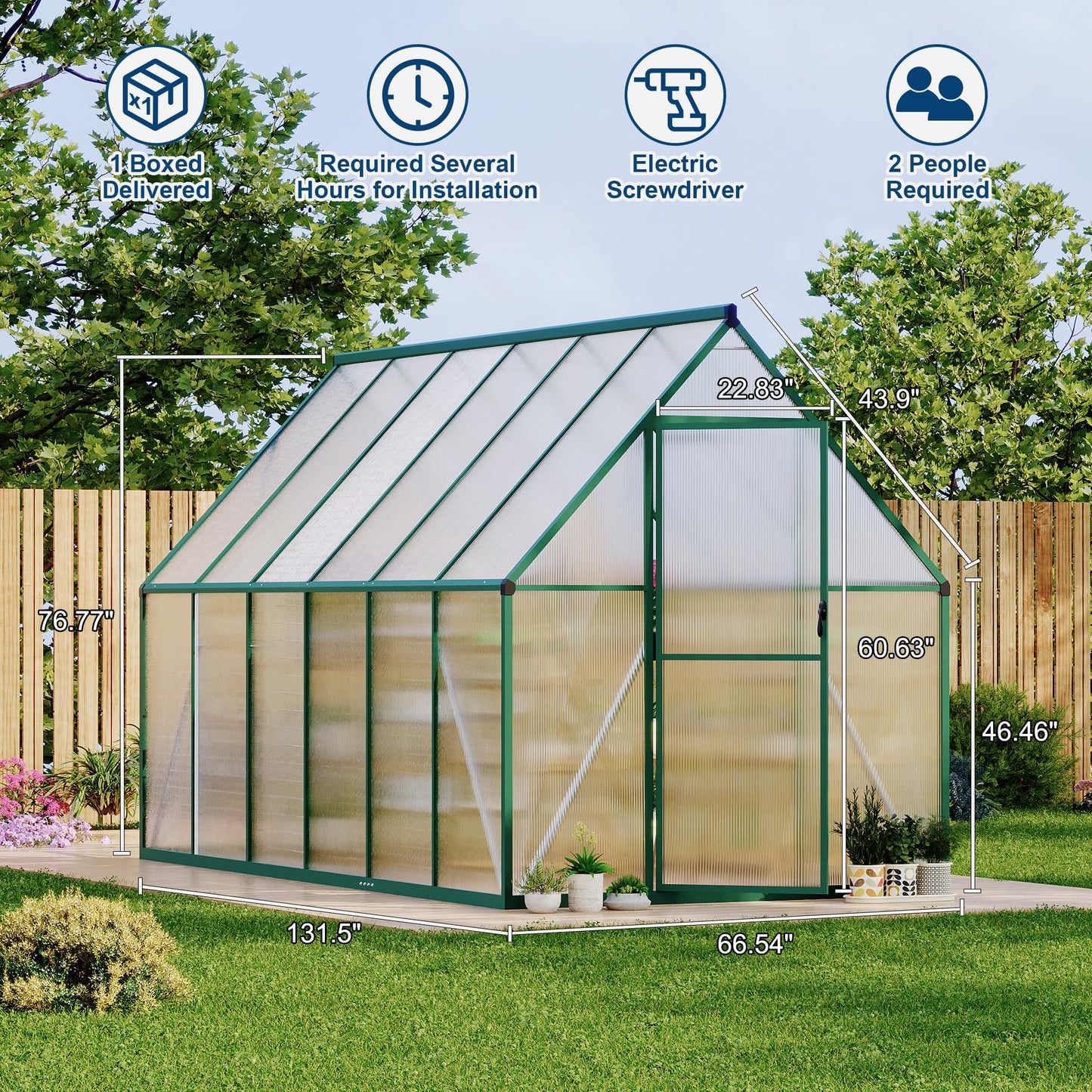 GarveeLife 6X11FT Polycarbonate Greenhouse with Aluminum Frame, Polycarbonate Greenhouse for Outdoors, Greenhouses with Ventilation, Aluminum Large Walk-in Greenhouses for Outside