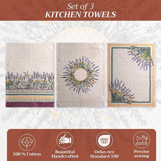 Maison d' Hermine Kitchen Towels Set of 3 100% Cotton 27.50" x 20" Reusable