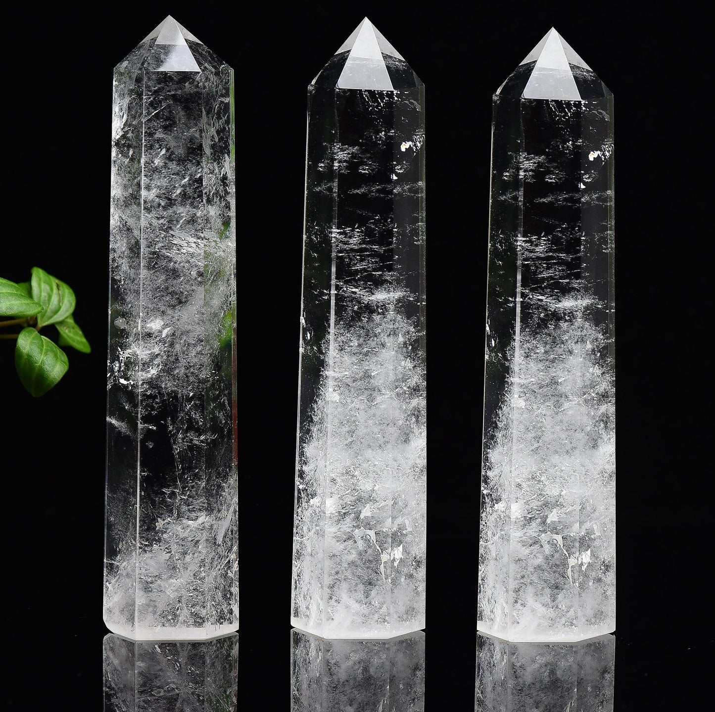 WUYOUSHI Large Clear Quartz Healing Crystal Tower 5.9-6.69" Natural Crystal Wand 6 Faceted Chakra Crystal Point Reiki Meditation Therapy