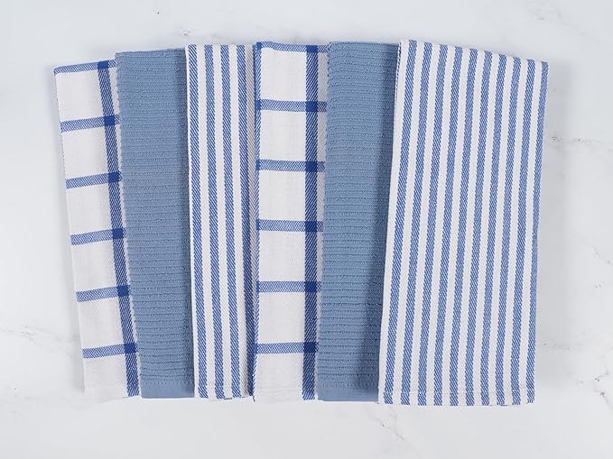 KAF Home Premium Kitchen Towels, Large 100% Cotton, Flat & Terry Absorbent Dish