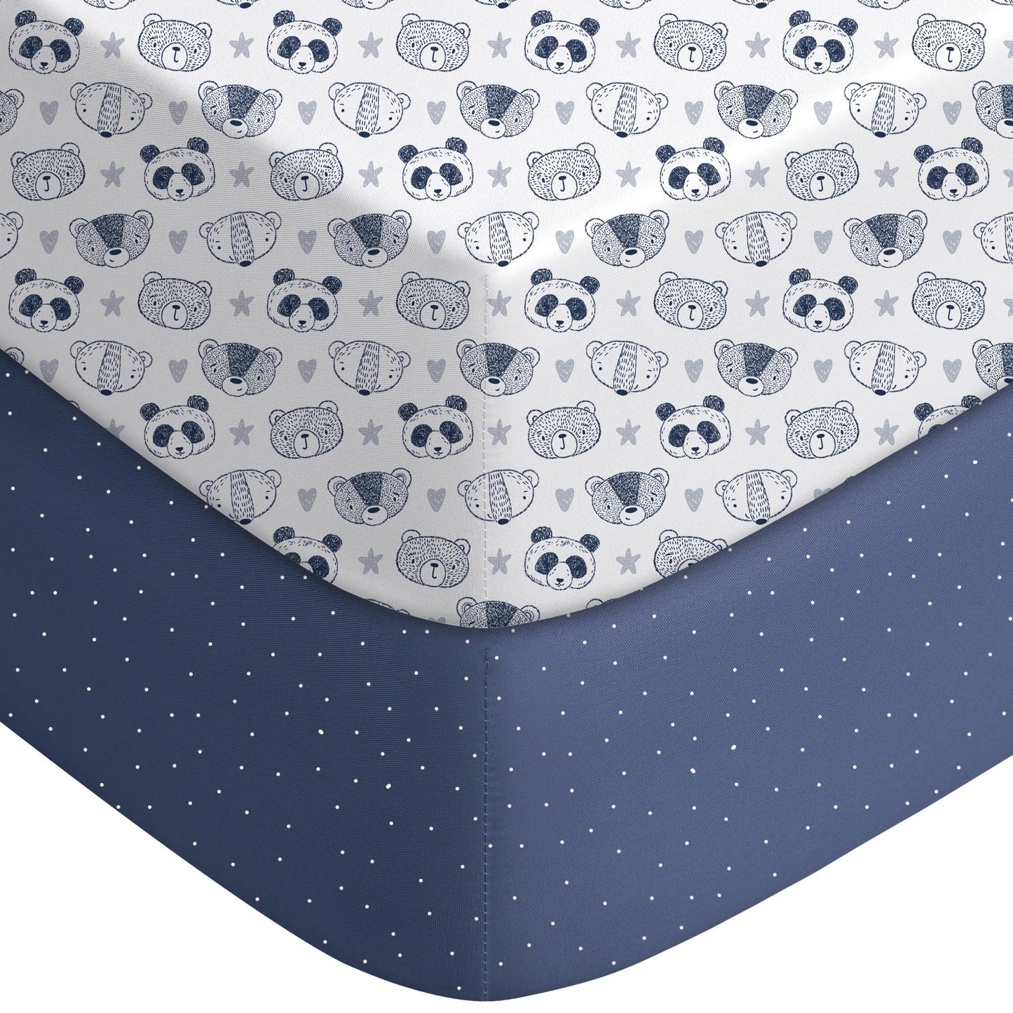 Yoofoss Pack and Play Sheets Fitted, Mini Crib Sheets 2-Pack for Pack N Play Mattress, Stretchy Playard Sheet, Soft and Breathable (Panda)