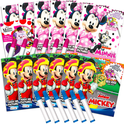 Disney Minnie Mouse and Mickey Mouse Imagine Ink Coloring Book Set for Girls Boys ~ 12 Pack No Mess Coloring Books with Minnie Stickers (Minnie Mouse Mickey Mouse Party Favors Bundle)