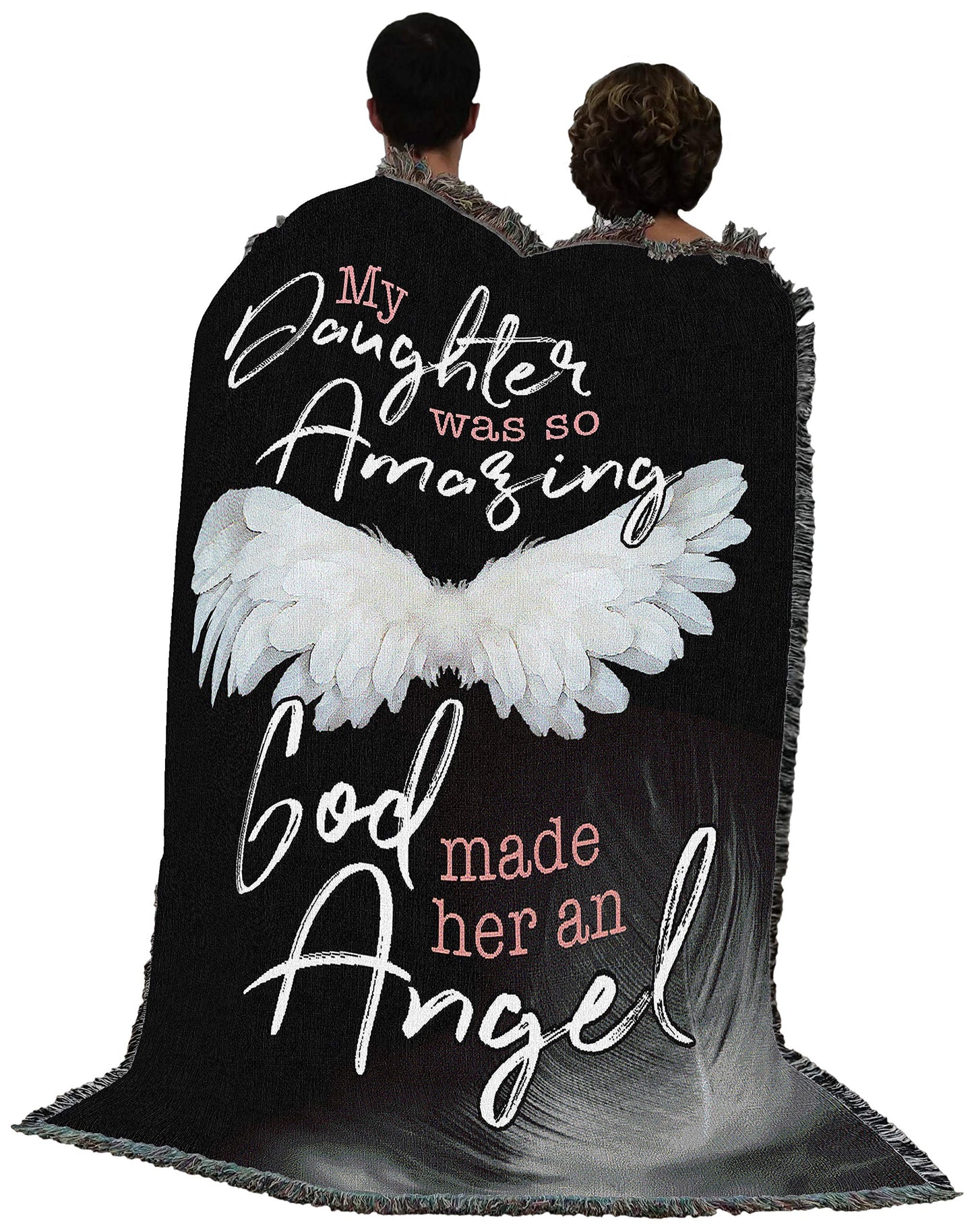My Daughter was So Amazing God Made Her an Angel Blanket - Sympathy Bereavement Gift Tapestry Throw Woven from Cotton - Made in the USA (72x54)