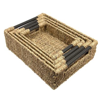 Woodluv Storage Baskets, Storage baskets for Shelves, Storage Box Organiser, Baskets to make hampers With Wood Handles -Extra Large