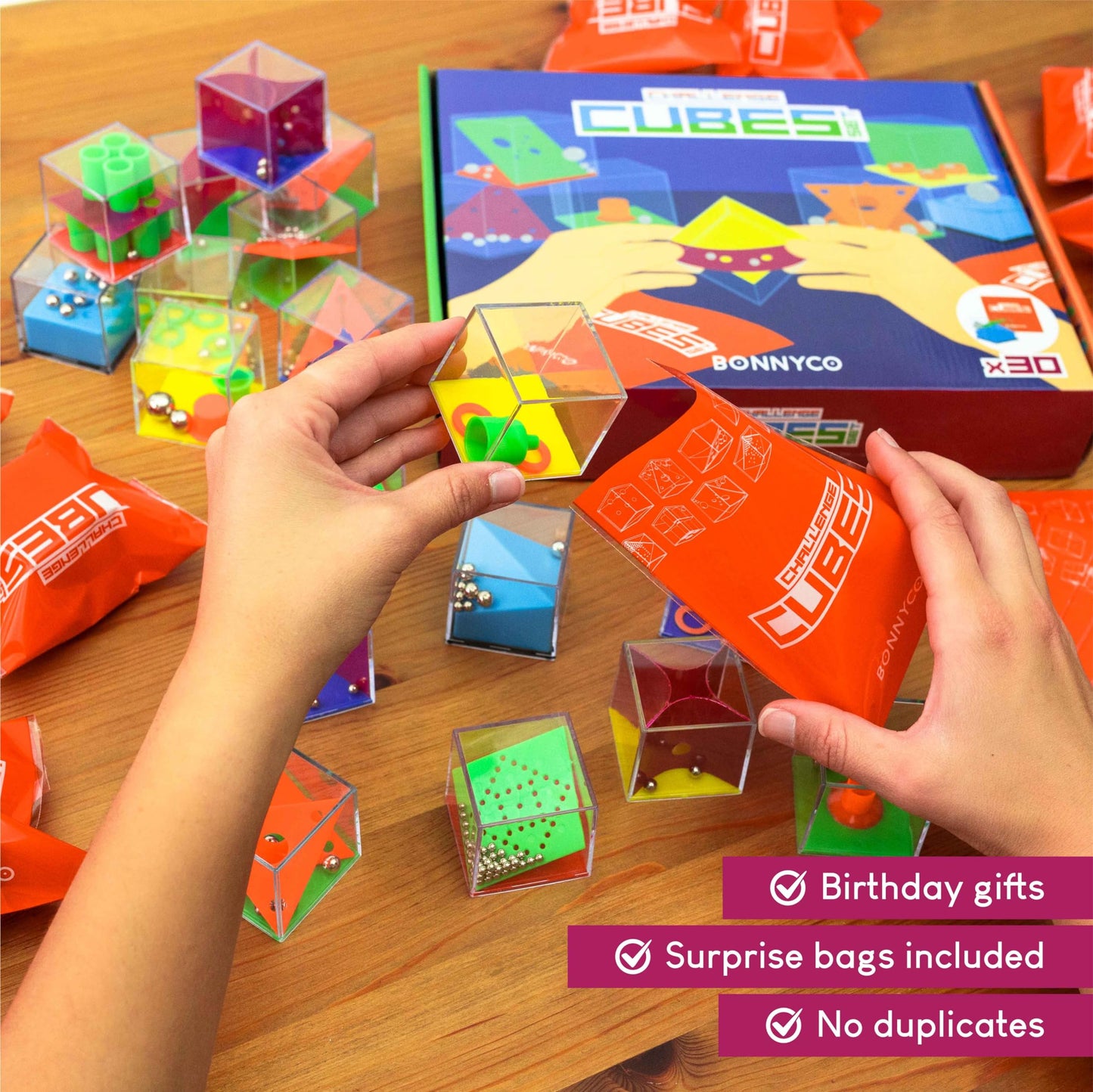 BONNYCO Challenge Cubes Party Bag Fillers for Kids Unisex Pack 30 Kids' Party Favours Toys, End of Year Gifts for Children, Pinata Filler Boys and Girls | Return Gifts Birthday, Mini Games Prizes