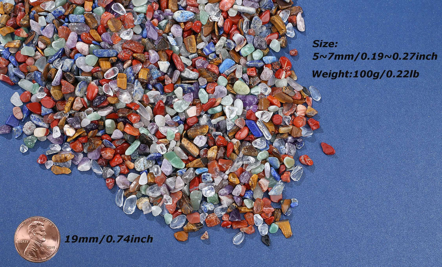 LAIDANLA Decorative Tumbled Gravel Chakra Colorful Crystals Chip Polished Bulk Natural Gem Aquarium Gravel Rocks Pebbles Fish Tank Gravel Vase Filler Succulents Terrarium Supplies 100g