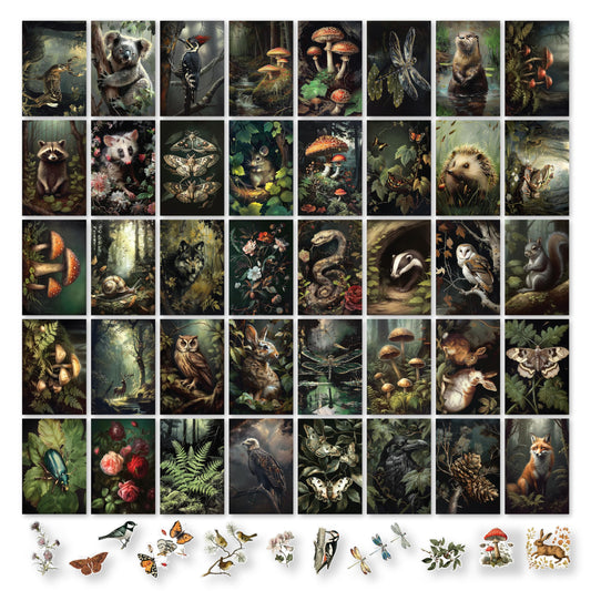 97 Decor 16 Pcs Dark Cottagecore Decor - Large Cottage Core Wall Art, Moody Woodland Forest Decorations Mushroom Posters For Room Aesthetic Pictures, Vintage Nature Prints For Home Bedroom (Unframed)