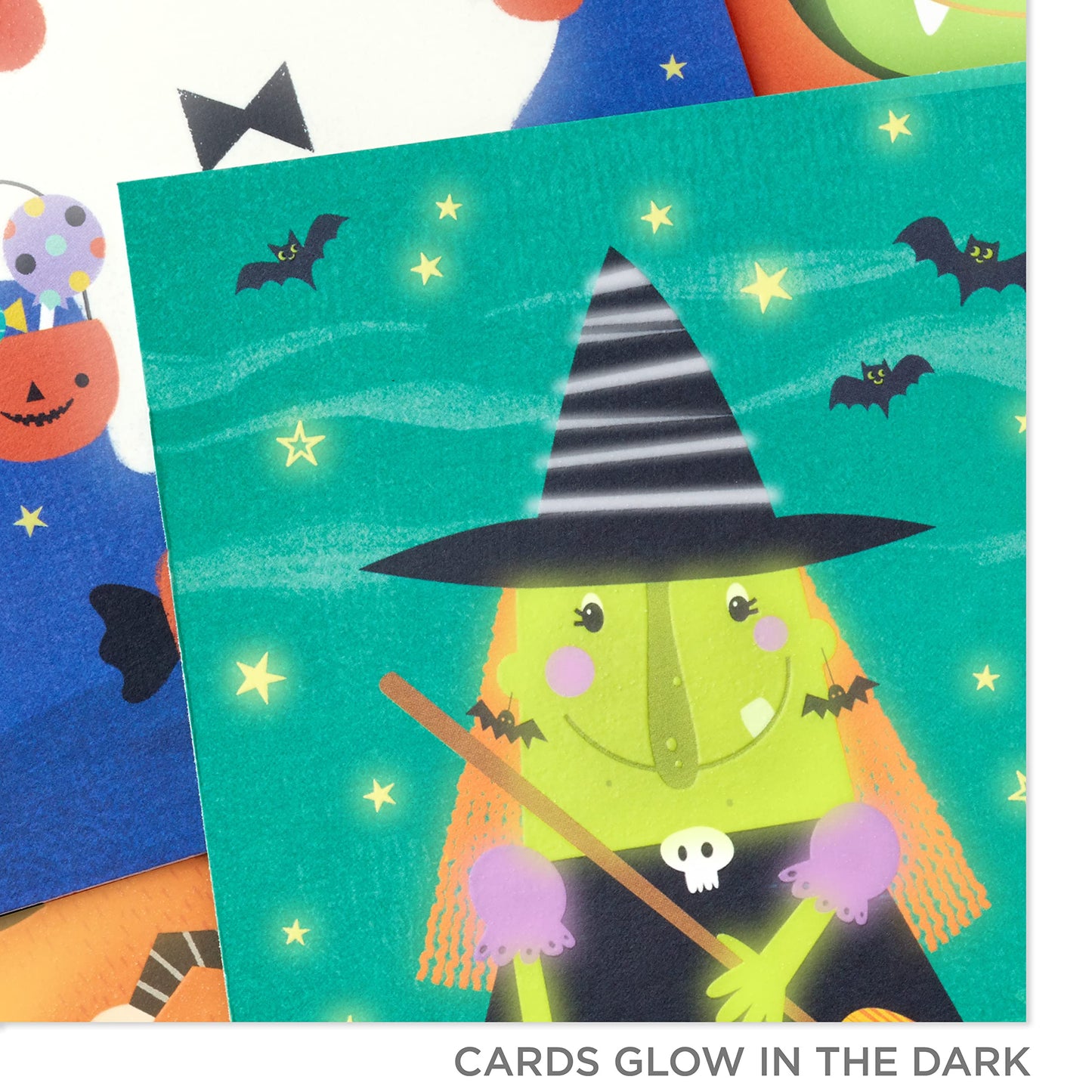 Hallmark Halloween Cards Assortment for Kids, Glow in the Dark (16 Cards with Envelopes)