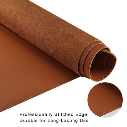 ZORESYN Large Gaming Desk Mat 120x40cm (Light Brown), PU Leather Extended Mouse Pad with Keyboard Space, Waterproof & Nonslip Base