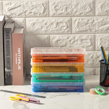 Mr. Pen- Pencil Box, 4 Pack, Assorted Color, Plastic Pencil Box Case, Pencil Case, Crayon Box