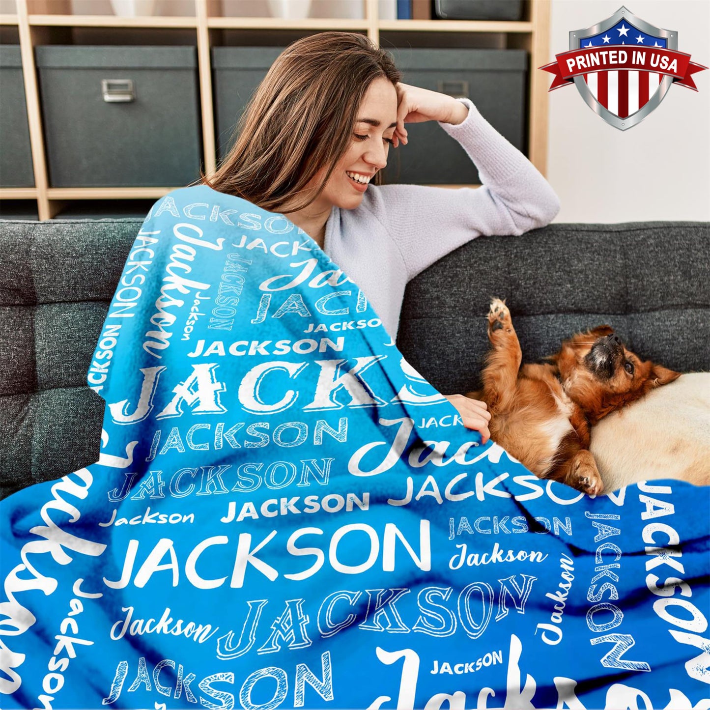 Custom Name Blanket, Personalized Throw Blanket with Names for Teen Girls Boys Kids, Customized Name Throw Blanket Customizable Gift for Kids Baby Adult Women Men Christmas Birthday - Printed in USA