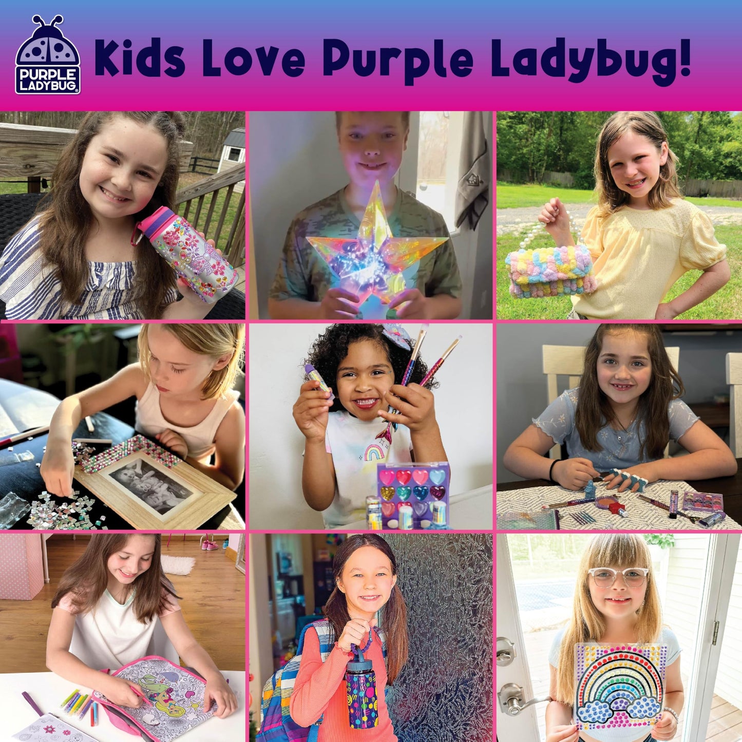 PURPLE LADYBUG Colour Your Own Messenger Bag Kit - Creative Craft Gift with 6 Vibrant Markers for Girls Aged 6-12, Perfect for Birthdays and Year-Round Fun in Arts and Crafts, Great Gift Idea