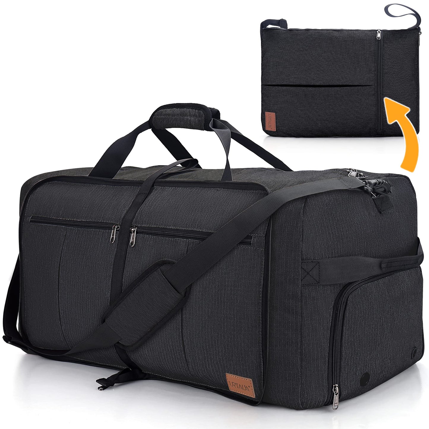 Urtala Travel Bag for Men & Women, 100L Foldable Duffel Bag Holdall Tote Carry on Luggage Weekend Overnight Bag with Shoe Compartment & Shoulder Strap, Lightweight Waterproof