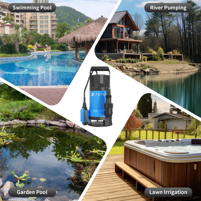 FOTING 1000W Submersible Water Pump to Empty Pool, Dirty/Clean Water, 17600 L/H Electric Sump Pump with Float Switch, Portable Water Pump for Garden Pond, Hot Tub, Pool Draining, Ditches