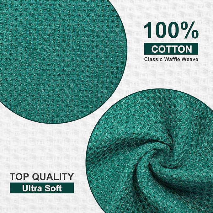 Kitinjoy 100% Cotton Kitchen Dish Cloths, 12 Pack Waffle Weave Ultra Soft