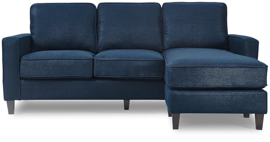 Serta Harmon Reversible Sectional Sofa, Modern L-Shaped Couch for Small Spaces, Soft Fabric Upholstery, Square Arm, Pillow Back Cushions, Blue