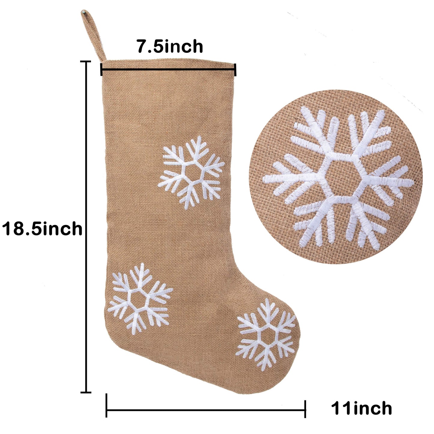 GEX Christmas Stockings 5 Packs for Family 18.5" Large Linen Embroidery Classic Christmas Stockings Burlap Minimalist Rustic Large Hanging Ornament Decorations for Fireplace Xmas Season (Set of 5)