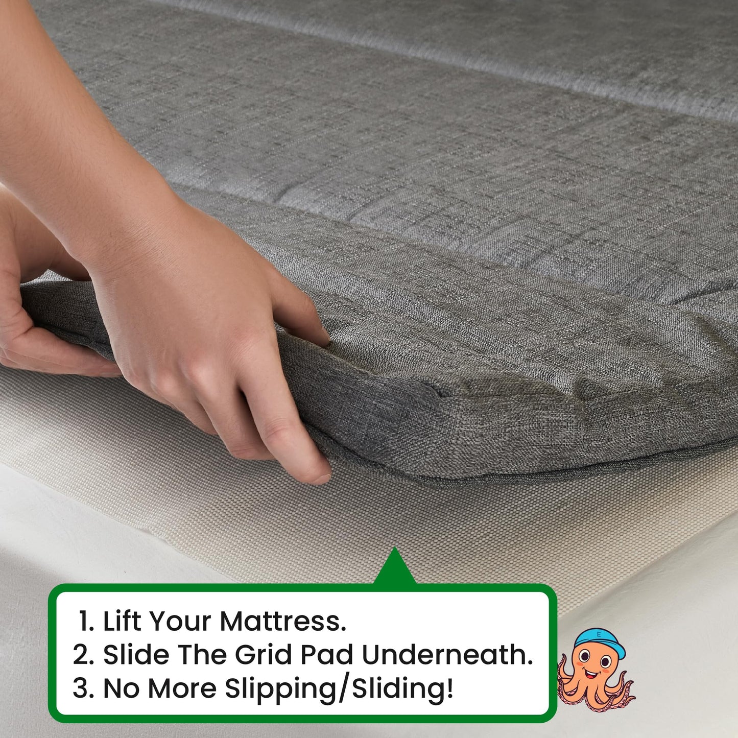 ECOHomes Non Slip Mattress Gripper Pad Stop Mattress, Keep Topper from Sliding - Anti Slip Grip Pads Holder Stop Couch Cushion, Sofa Cushions, Patio & Furniture to Prevent Sliding (Queen)