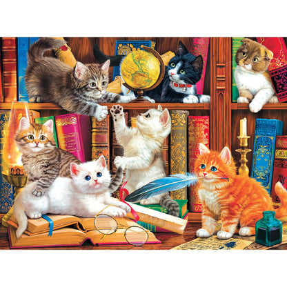 RoseArt - Fancy Cats - Library Mischief - 750 Piece Jigsaw Puzzle for Adults