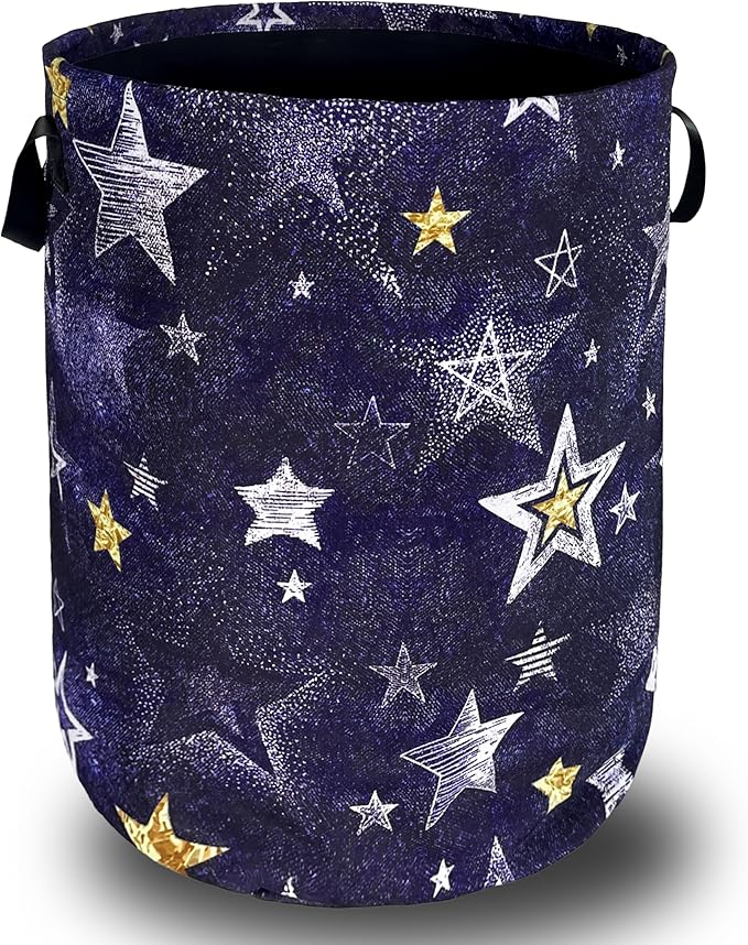 Stars Print Blue Jean Design Laundry Basket Foldable Funny Laundry Hamper
