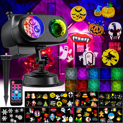 Nazuwke Halloween Christmas Projector Lights Outdoor, 2025 Upgrade Holiday Projection Light with Remote, 3D Ocean Wave & 72 HD Patterns, Waterproof Snowflake Projector for Xmas Party Yard Decor