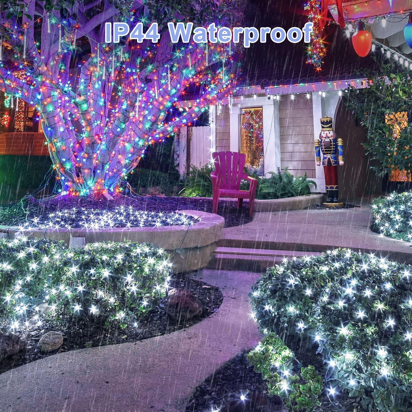 JMEXSUSS 360 LED Net Christmas Lights Outdoor Waterproof, Connectable 12ft x 5ft Net Lights Outdoor Mesh Light with Remote, 8 Modes Plug in White Christmas Light for Bushes Christmas Decorations