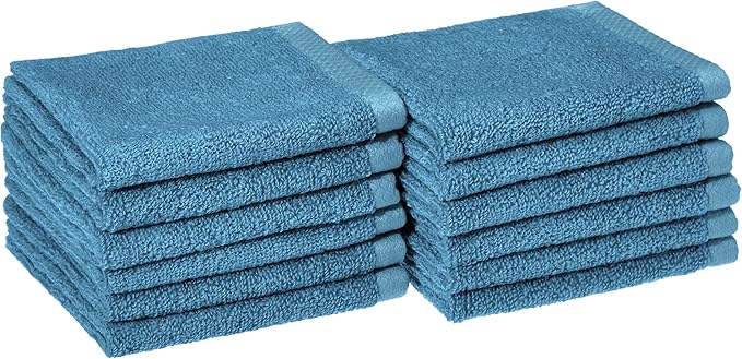 Amazon Basics Soft Cotton Washcloths, Lake Blue