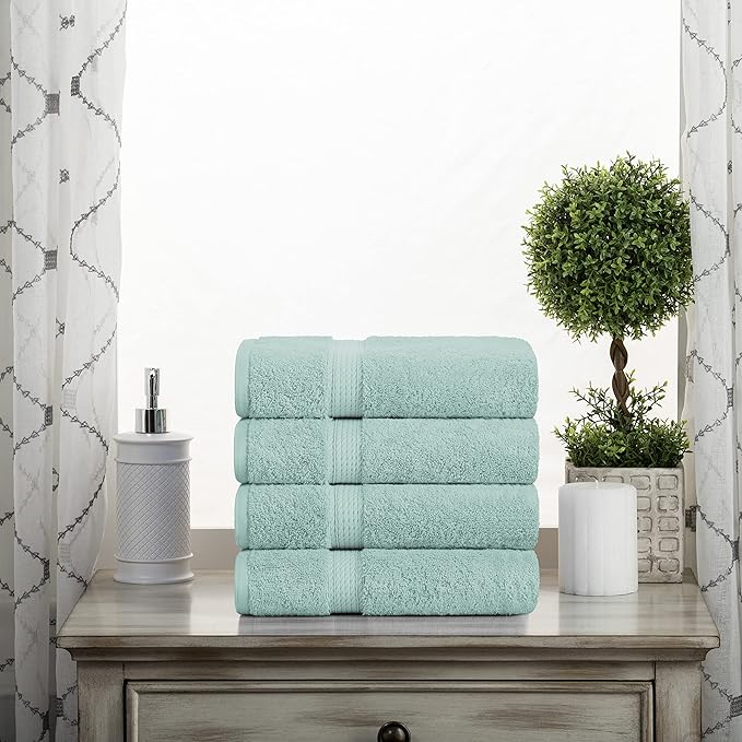 SUPERIOR Egyptian Cotton Pile Hand Towel Set of 4, Ultra Soft Luxury Towels