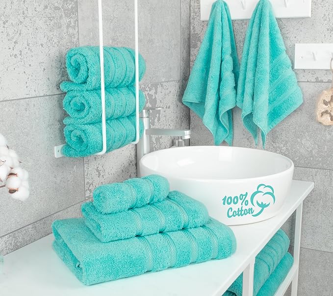 American Soft Linen Luxury 6 Piece Towel Set, 2 Bath Towels 2 Hand Towel 2