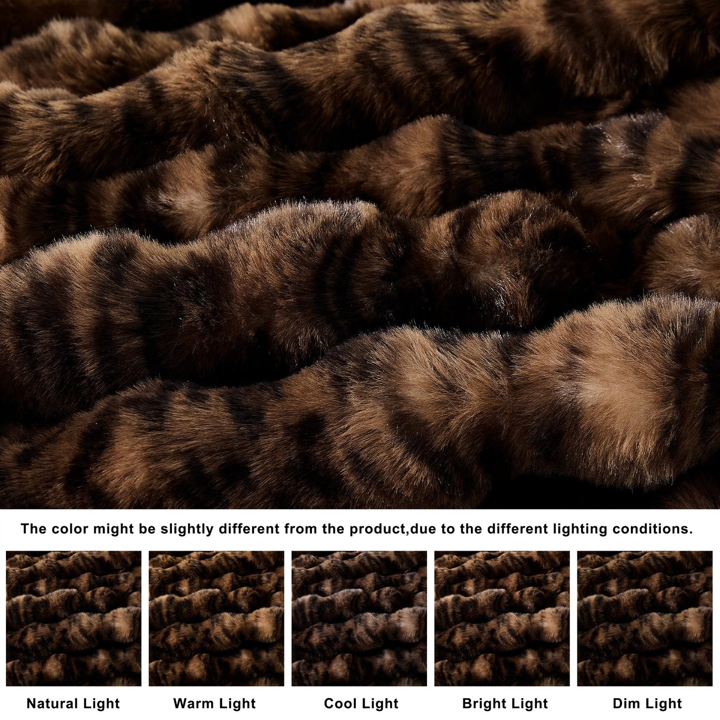 WDCOZY Cheetah Leopard Print Bubble Throw Blanket, Luxury Faux Rabbit Fur Mink Plush Throw for Couch, Sofa and Bed, Soft Fluffy Fuzzy Cozy Blanket for Women, 60x80 inches, Chocolate Brown, 950 GSM