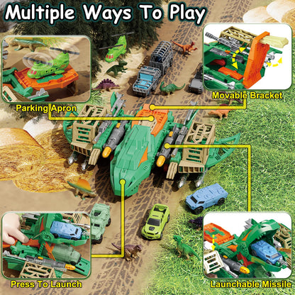 Frontoytall Jumbo Dinosaur Toys for Kids 3-5, 12 Mini Dinosaurs & 6 Truck Carrier Cars, Birthday Gifts Toys for 3 4 5+ Year Old Boy, Create a Dino World, Educational Figures, Dinosaur Play Set