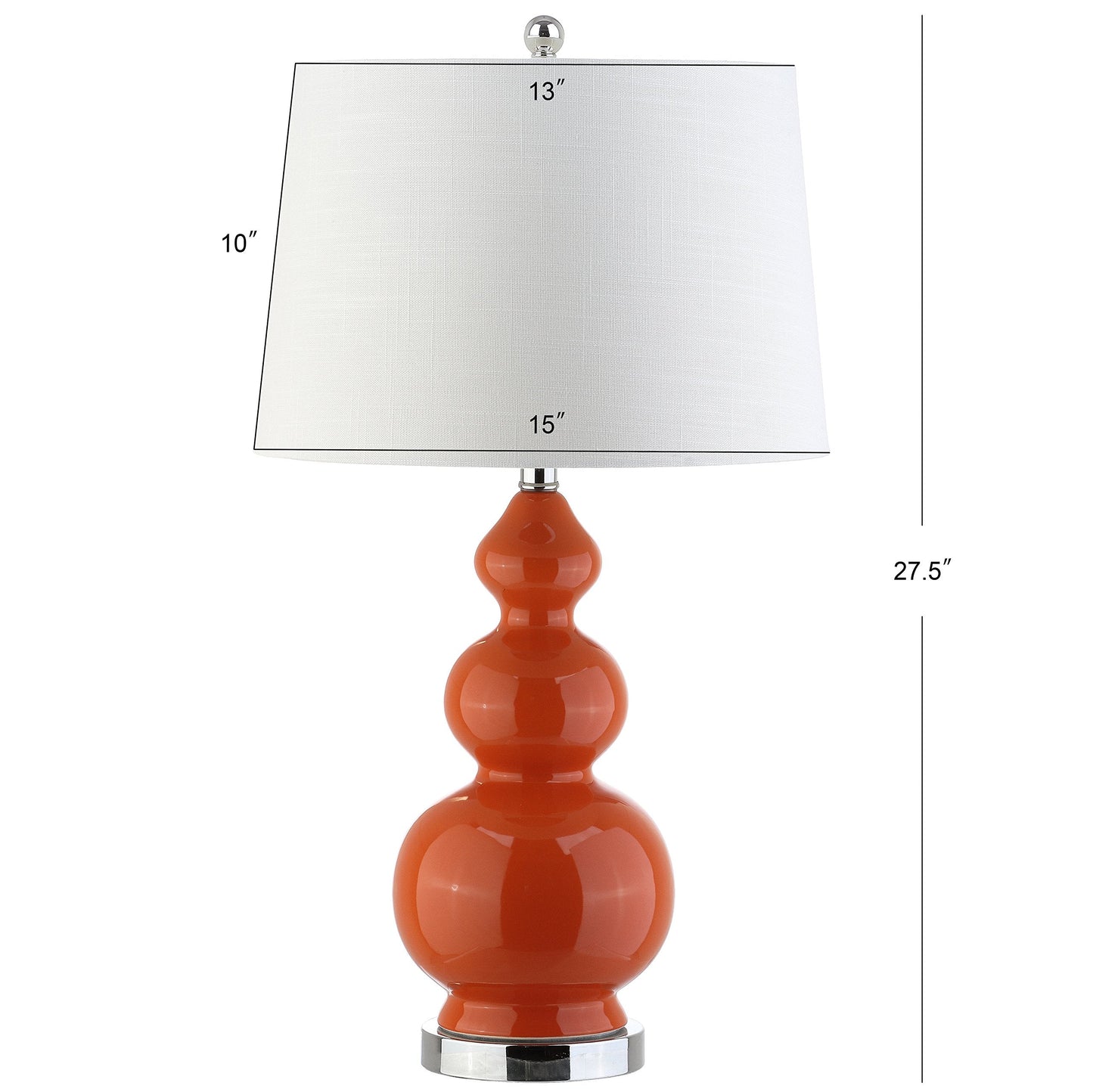 JONATHAN Y 27.5" Coral Modern Ceramic Gourd Table Lamp for Living Room, Large Bedside Nightstand Lamp for Bedroom, White Linen Drum Shade, LED Bulb Included JYL4023A