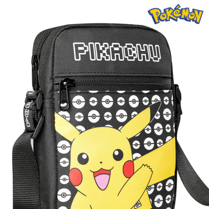 Pokemon Shoulder Bag Cross Body Bag for Kids - Adjustable Strap Kids Pikachu Small Travel Bag - Gamer Gifts (Black Pikachu)