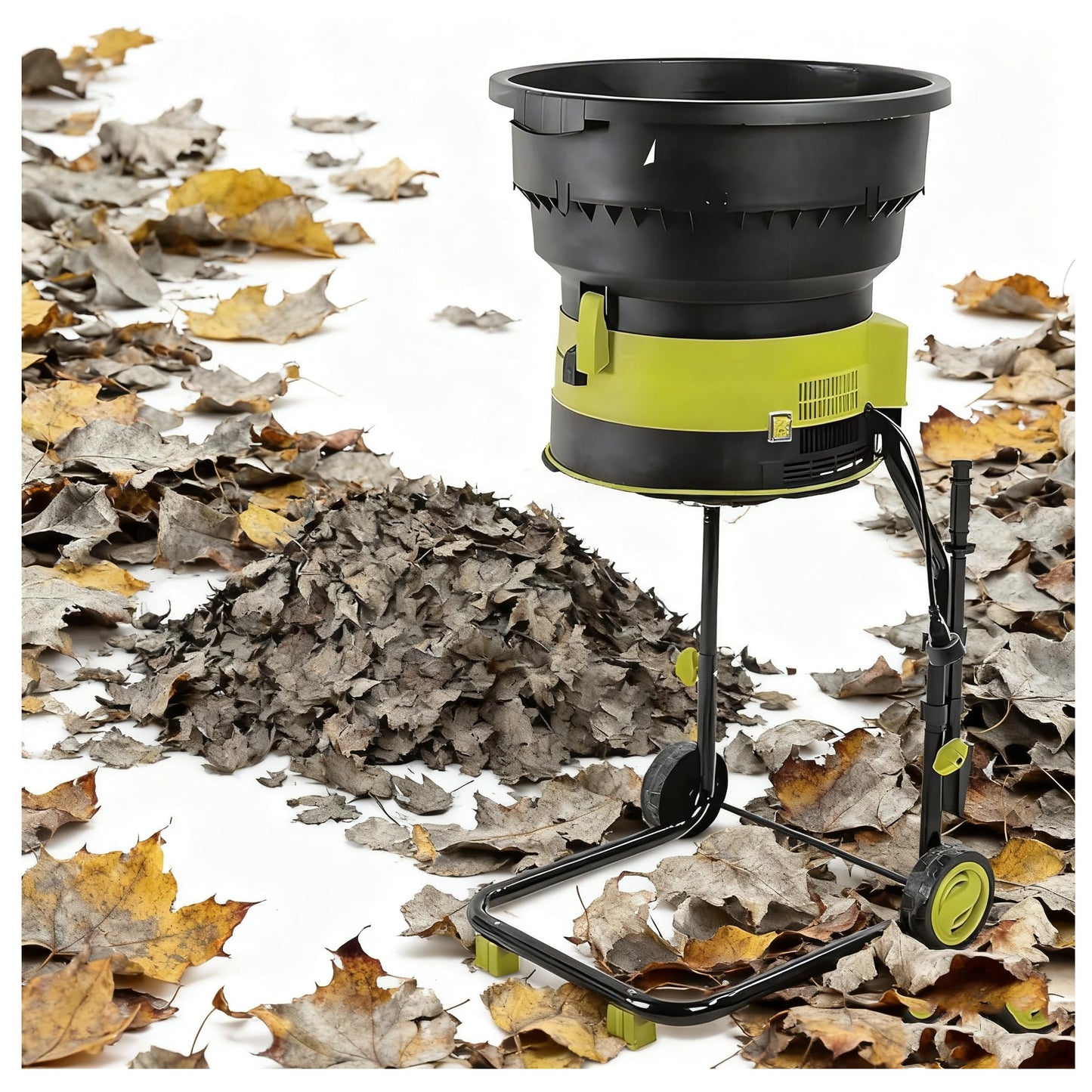 DIUNAOZI Garden Corded Electric Chipper, 2500W Electric Compost Leaf Mulchers Shredder for Dry Leaves, Grass, Yard Clippings 17:1 shredding Ratio with Detachable 30L Collection Bag 10mpowercable