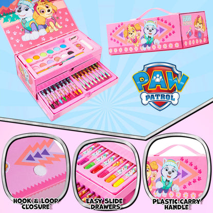 Paw Patrol Art Set Kids Colouring Pencils Felt Tip Pens Crayons Paints Stationery Crafts Boys Girls Art Supplies Preschool Travel 40 Plus Pcs Gift Set (Pink)