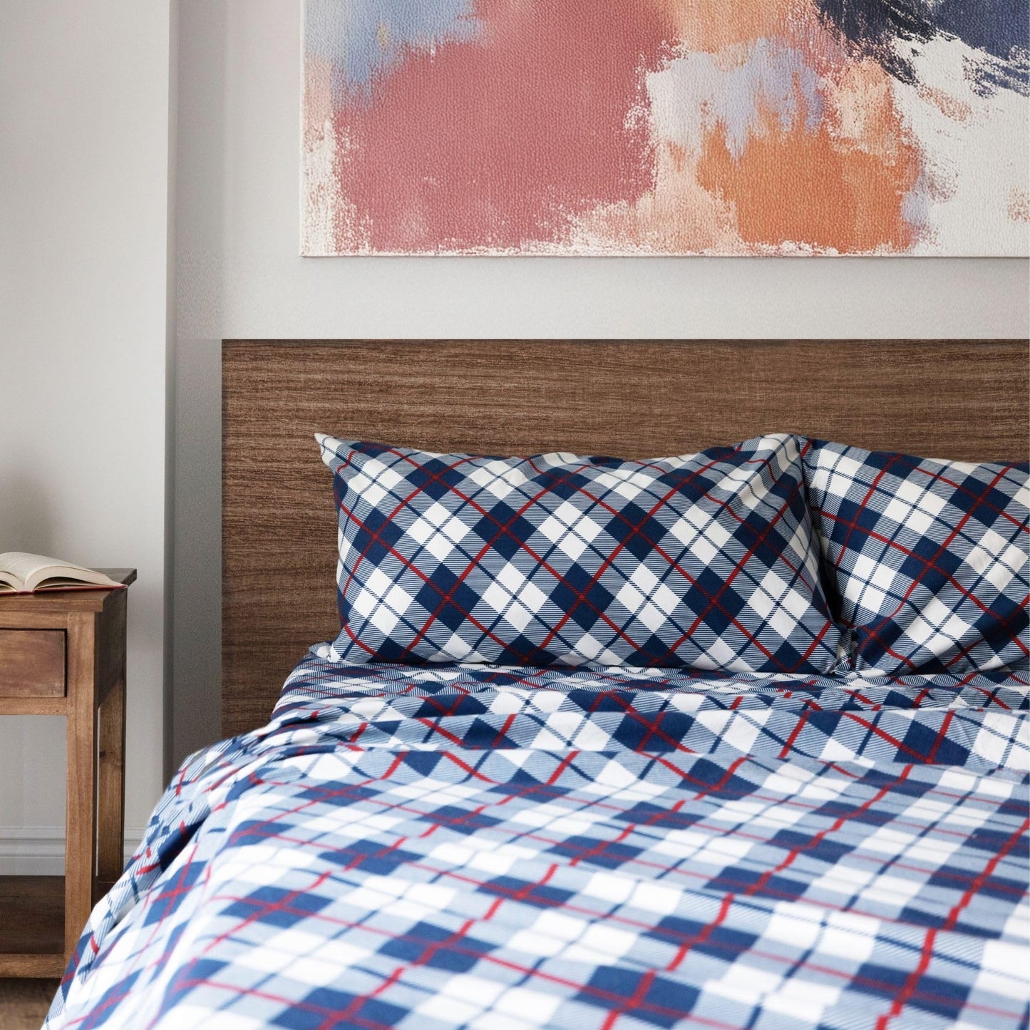 Featherhead™ 100% Cotton 4PCs Flannel Sheet Set, Full Size, Tartan Plaid | Double-Brushed for Extra Softness, Warm & Breathable, Extra Deep Pockets fits Up to 17” – 1 Flat, 1 Fitted, 2 Pillowcase