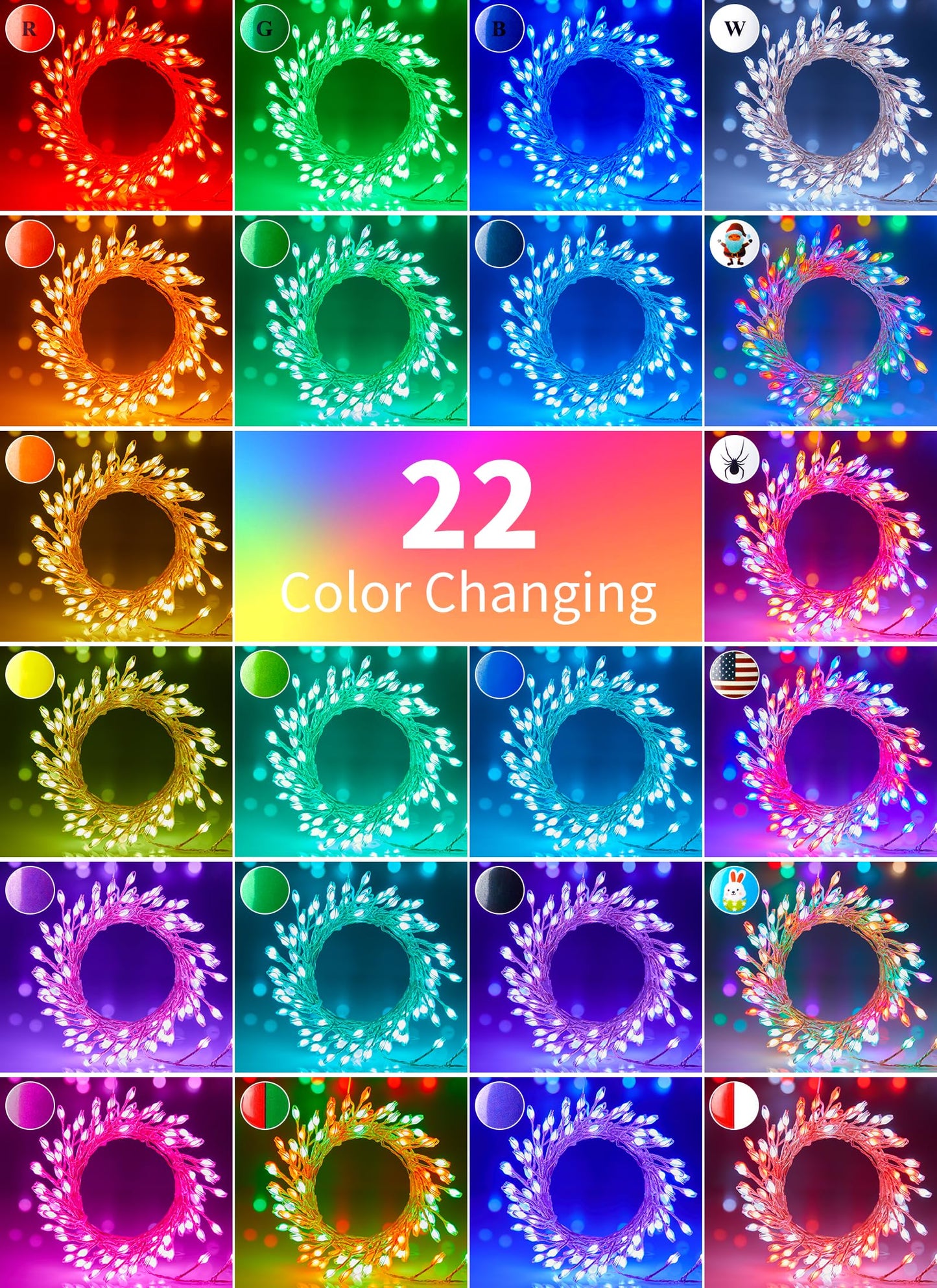 Brightown 10FT Fairy Lights Color Changing - 100 LED 22 Colors Firecracker Fairy Lights with Remote, Cluster String Lights Indoor with 12 Lighting Mode, Christmas Fairy Light for Bedroom Classroom