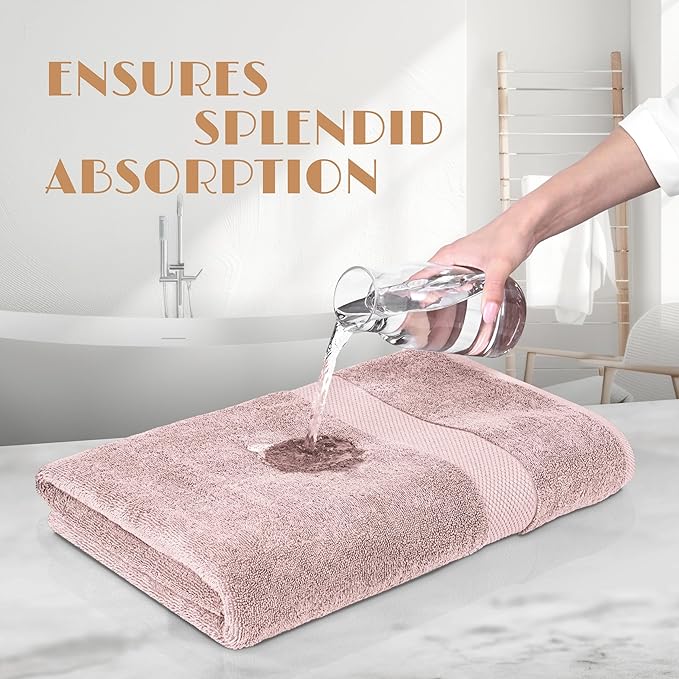White Classic Wealuxe Pink Bath Towels 24x50 Inch, Cotton Towel Set