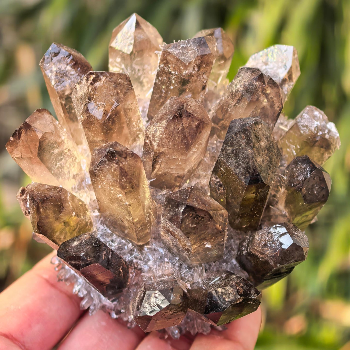 NsmjodStone Crystal Cluster Reiki Healing Stone Natural Quartz Point Mineral Crystal Specimen Home Decor Gift (About 220g Smoky Quartz)