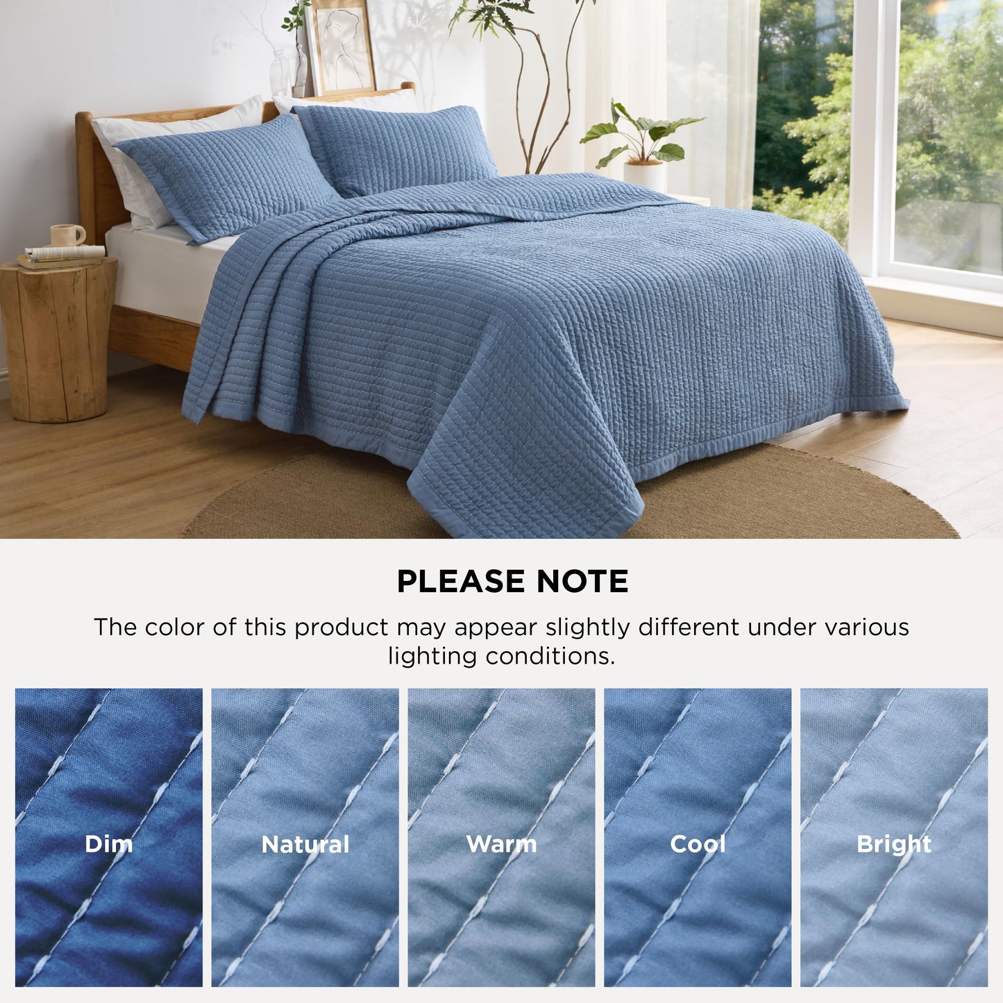 Bedsure Bedspreads Queen Size - Queen Quilt Bedding Set, Bedspread Coverlet, Lightweight Summer Comforter, 3-Piece Set with 90"x96" Coverlet & 2 Pillow Shams, All-Season Soft Microfiber, Blue